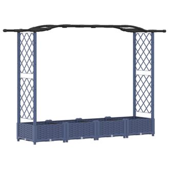 vidaXL Cama Elevada Con Trellis Y Techo Gris 207 X 40 X 126 Cm Pp Vidaxl