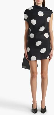 Khaite Tatia Polka Dot Bias Cut Silk Gazar Minidress in Large Dot Black at Nordstrom, Size Medium