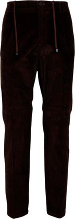 Cruna Brown Corduroy Drawstring Straight-Leg Pants