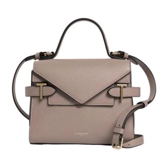 Le Tanneur Petit Sac &agrave; main Double Rabat Emilie - Dames - Handtassen - Grijs - ONE Size - Leer - Tassen