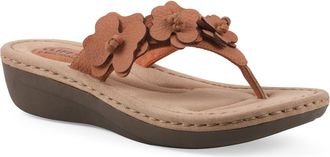 White Mountain Cassilia Mini Wedge Sandal - Wide Width Available in Peach/Tumbled/Nubuck at Nordstrom Rack, Size 7.5