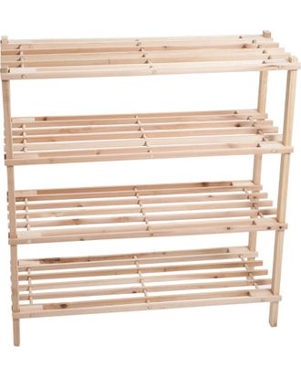 Trademark Lavish Home 4 Tier Blonde Wood Shoe Rack