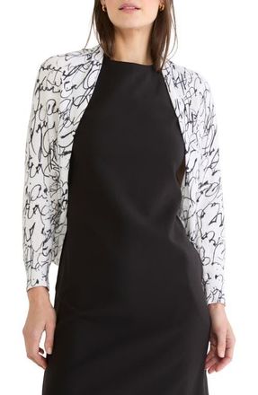 Nic+Zoe Cursive Cotton Blend Shrug Cardigan in White Multi at Nordstrom, Size Xx-Large