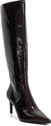 Dune London Womens Ladies Skylarr - Patent High Heel Knee Boots - Brown - Size UK 5