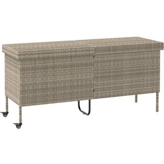 vidaXL Ba&uacute;l Jard&iacute;n Con Ruedas Gris Claro 160x55x75 Cm Rat&aacute;n Sint&eacute;tico Vidaxl