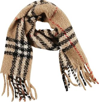 Burberry Winter Scarves, female, Beige, Size: ONE SIZE Check Alpaca Wool Blend Boucl&eacute; Scarf