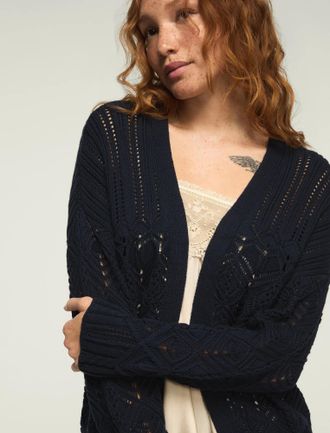 Lucky Brand Womens Mixed Stitch Cardigan Sweater