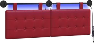 vidaXL Cabecero Colgante Con Luz Led Rojo Vino Cuero Sint&eacute;tico Vidaxl