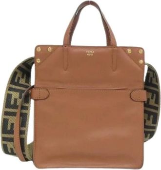Fendi Pre-owned Cross Body Bags, male, Brown, Size: ONE SIZE Pre-owned Flip Small Calf Shoulder Bag