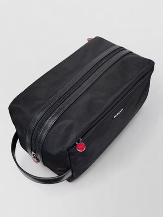 Kiton leather-trim toiletry bag