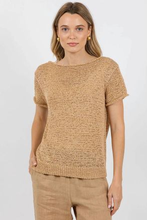 Elliott Lauren New Wave Tape Yarn Sweater In Latte