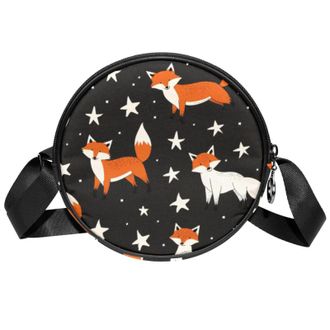 Generic Circle Crossbody Bag for Women, Fox Small Sling Bag Daypack with Zipper Adjustable Shoulder Straps Casual Ladies Girls Round Purse