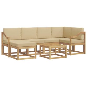 vidaXL Conjunto De Sof&aacute;s De Exterior Con Coj&iacute;n 7 Pcs Y Beige Vidaxl