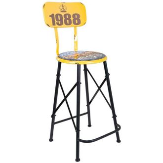 Wanderlust Deco Taburete De Metal Amarillo 46x100x40 Cm