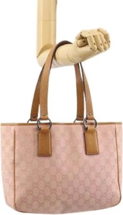 Gucci Pre-owned Tote Bags, female, Pink, Size: ONE SIZE Pre-owned Canvas Tote Bag