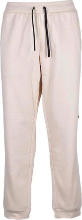 Emporio Armani Relaxed Fit Cream Sweatpants with Vertical Logo Detail
