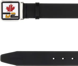 Dsquared2 Leather D2 Patch Belt - Black