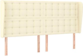 vidaXL Cabecero Con Orejas Cuero Sint&eacute;tico Crema 203x23x118/128 Cm Vidaxl