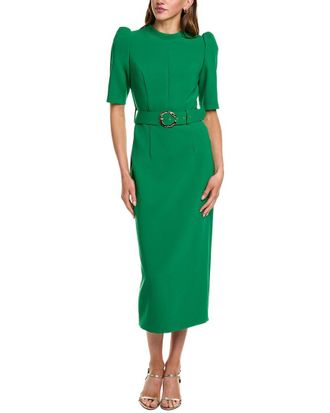 Carla Ruiz Belted Puff Sleeve Midi Dress