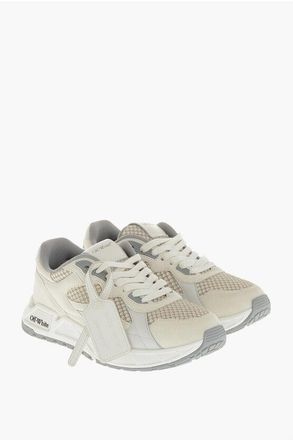 Off-white Perforated Fabric and Suede Low-Top Sneakers KICK OFF size 37