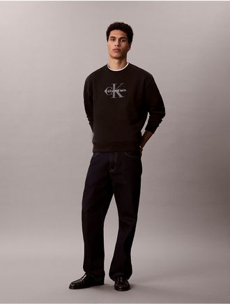 Calvin Klein Jeans Calvin Klein Mens Monologo Fleece Sweatshirt - Black - 2XL