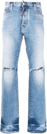 Dsquared2 straight-leg ripped jeans - men - Cotton/Polyester/Elastane/Cotton - 54 - Blue