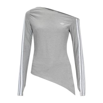 adidas One Shoulder Asymmetric Top - Dames - Longsleeves - Grijs - L - Leer - Tops