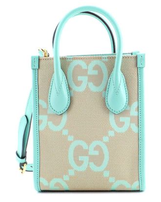 Gucci Green Jumbo Gg Canvas Vertical Tote Mini (Authentic Pre-Loved)