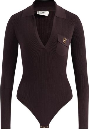 Elisabetta Franchi Ribbed Knit Bodysuit - Dames - Bodies - Bruin - M - Tops