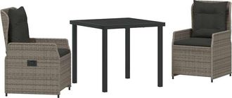 vidaXL Garden Dining Set 3 pcs Grey Poly Rattan vidaXL