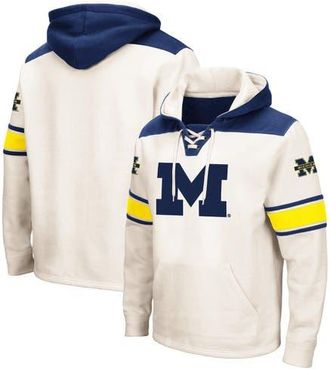 Colosseum Mens Colosseum Cream Michigan Wolverines Big & Tall Hockey Lace-Up Pullover Hoodie at Nordstrom, Size Xxx-Large