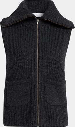 Majestic Filatures Zip-Front Rib Knit Wool Vest
