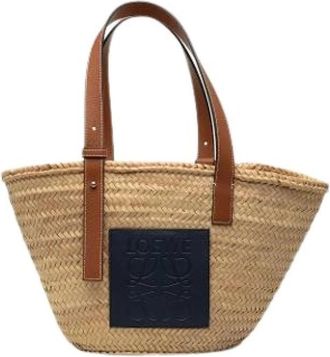 Loewe Pre-owned Raffia Tote Bag - Dames - Vintage Shopper - Beige - ONE Size - Leer - Vintage