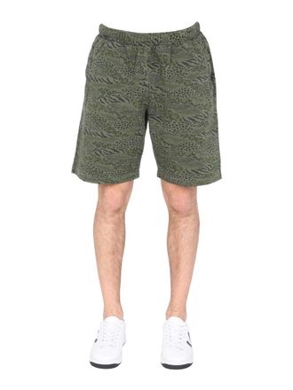 Kenzo Animal Print Cotton Bermuda Shorts - Brown