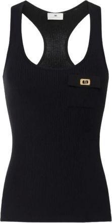 Elisabetta Franchi Tops, Dames, Zwart, L, Zwarte Tanktop met Racerback