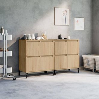 vidaXL Aparadores 2 Uds Madera Contrachapada Roble Sonoma 60x35x70 Cm Vidaxl