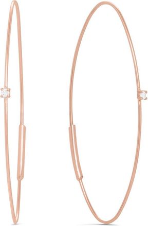 Lana Jewelry 14k White Gold Diamond Oval Hoop Threader Earrings in Rose Gold at Nordstrom