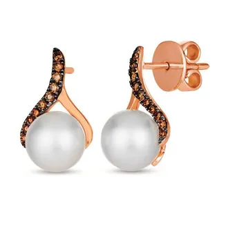 Le Vian Ladies Pearl Drop Earrings set in 14K Strawberry Gold WJOE 4ERG