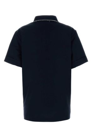 Prada Womens Navy Blue Cotton Polo Shirt Bleu Exterior