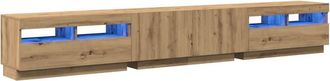 Berkfield Home TV Cabinet with LED Lights Artisan Oak 260x35x40 cm Engineered Wood in Brown | Size: 260 x 35 x 40 cm
