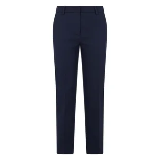 Max Mara Slim-fit Trousers, female, Blue, Size: XS Classic Cotton Trousers