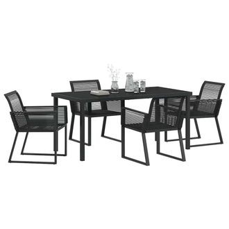 Berkfield Home Give 5 Piece Garden Dining Set Black Poly Rattan