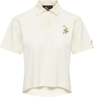 Moncler Moncler Embroidered Botanical Motif Polo Shirt, Women, White, Size: Xs