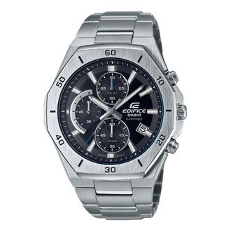 Casio Mens CASIO EDIFICE 100 Meter Waterproof Watch Stainless Steel Strap Mens Silver Analog EFB-680D-1AV