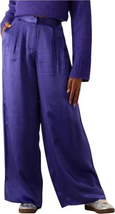 Selected slfselene hw wide pant - Dames - Wijde Broeken - Paars - XS - Satijn - Broeken