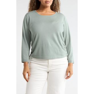 Max Studio Cinching Side Tie Pullover Sweater in Seamist at Nordstrom Rack, Size 1X