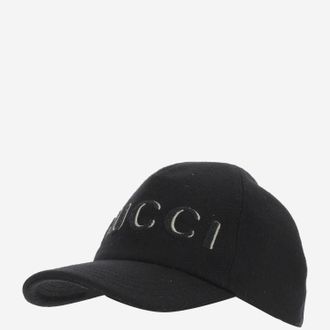 Gucci Mens Wool Baseball Hat With Logo Black