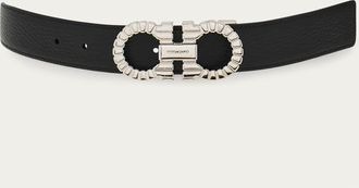 Ferragamo Men Reversible and adjustable Gancini belt Black