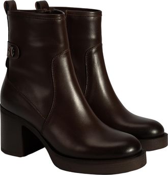 Desa Woman Leather Platform Boots - Round Toe, Zip Closure, Breathable | Brown - 36