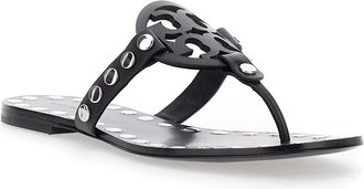 Tory Burch Womens Black Thong Sandals With Logo And Studs Cow